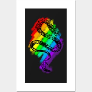 Rainbow Scribble Dragon Posters and Art